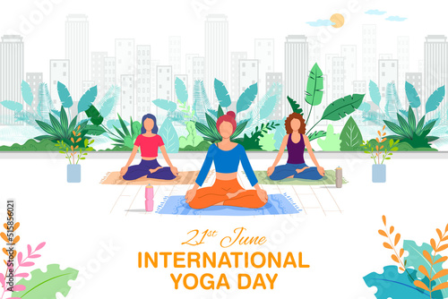 woman doing asana and meditation practice for International Yoga Day on 21st June