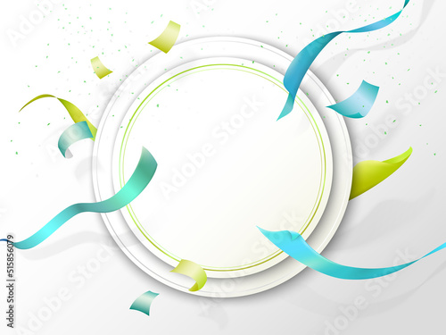 Abstract background with floating green ribbon and paper for shows the ECO and ESG concept - circle vector illustration graphic EPS 10