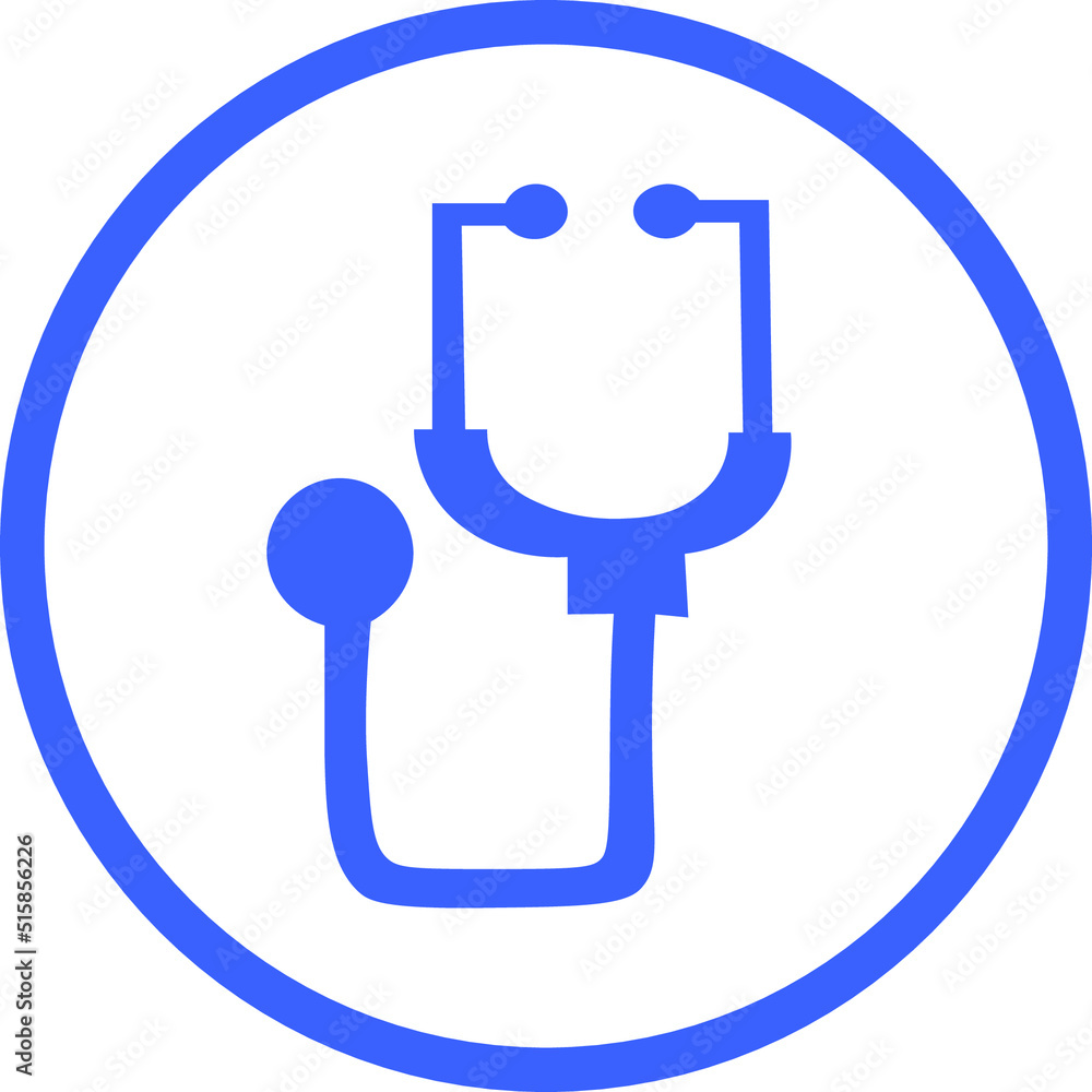 doctor stethoscope icon or symbol with blue background for application