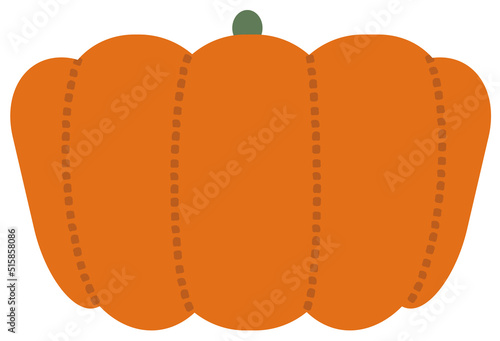 オレンジ色の大きなかぼちゃ単体のカットイラストアイコン