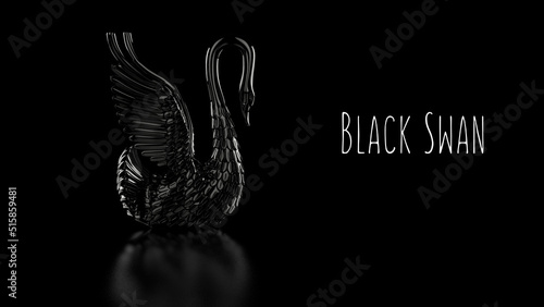 Fototapeta Naklejka Na Ścianę i Meble -  Rare black swan event theory concept illustration on in 8k studio. 3D illustration render. 