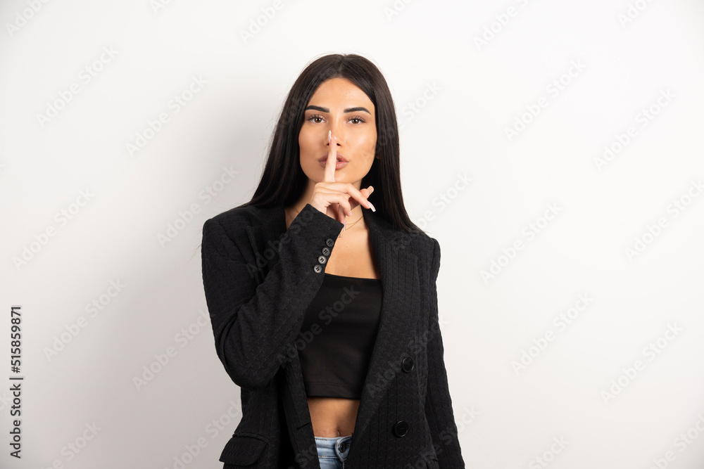 Portrait of brunette girl posing on white background Portrait of brunette girl posing on white background