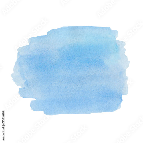 Watercolor illustration of hand painted abstract blue brush stain with paint as sky, water, ocean, sea. Simple abstract background forms. Isolated clip art element for pribts, posters, postcards