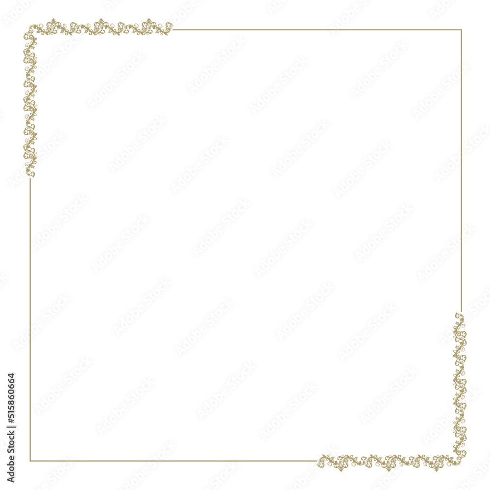 Fototapeta premium luxury gold floral label frame with damask pattern