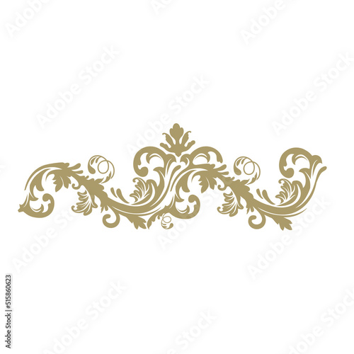 luxury gold floral label frame with damask pattern