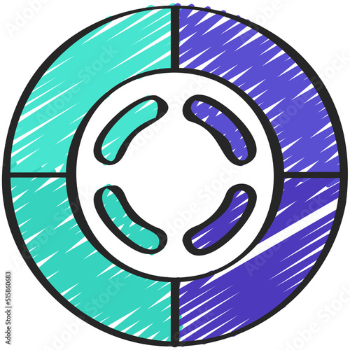 Equal Double Donut Chart Icon