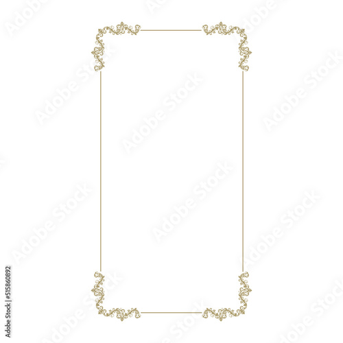 luxury gold floral frame with damask pattern