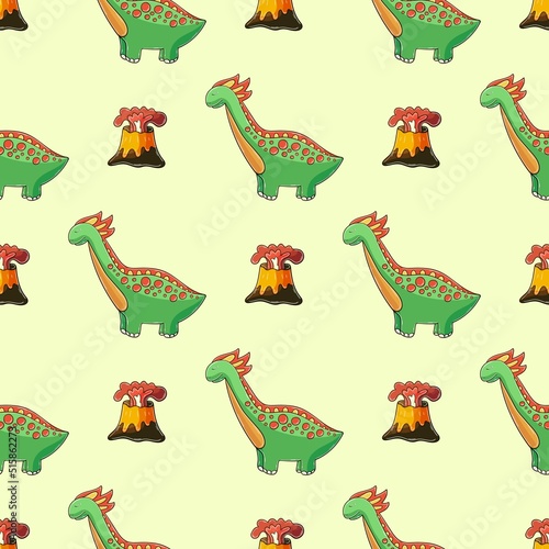 Cute funny dinosaur pattern. Print for cloth design  textile  wrapping paper