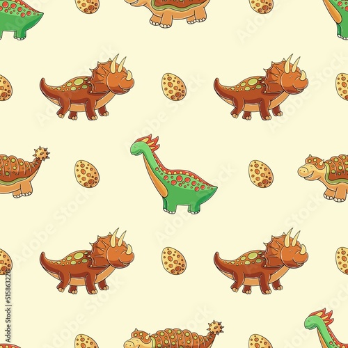 Cute funny dinosaur pattern. Print for cloth design  textile  wrapping paper