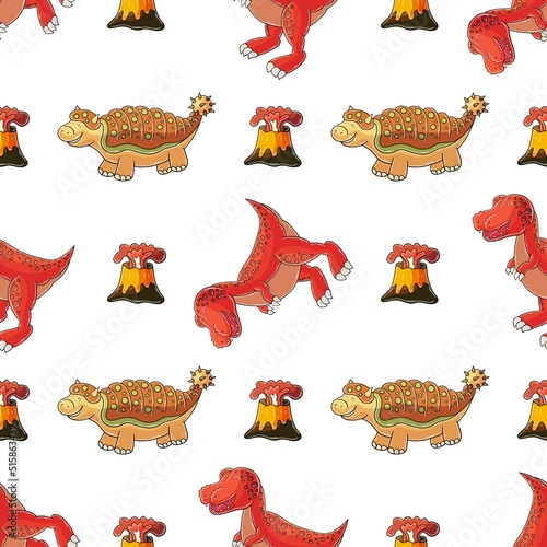 Cute funny dinosaur pattern. Print for cloth design, textile, wrapping paper photo