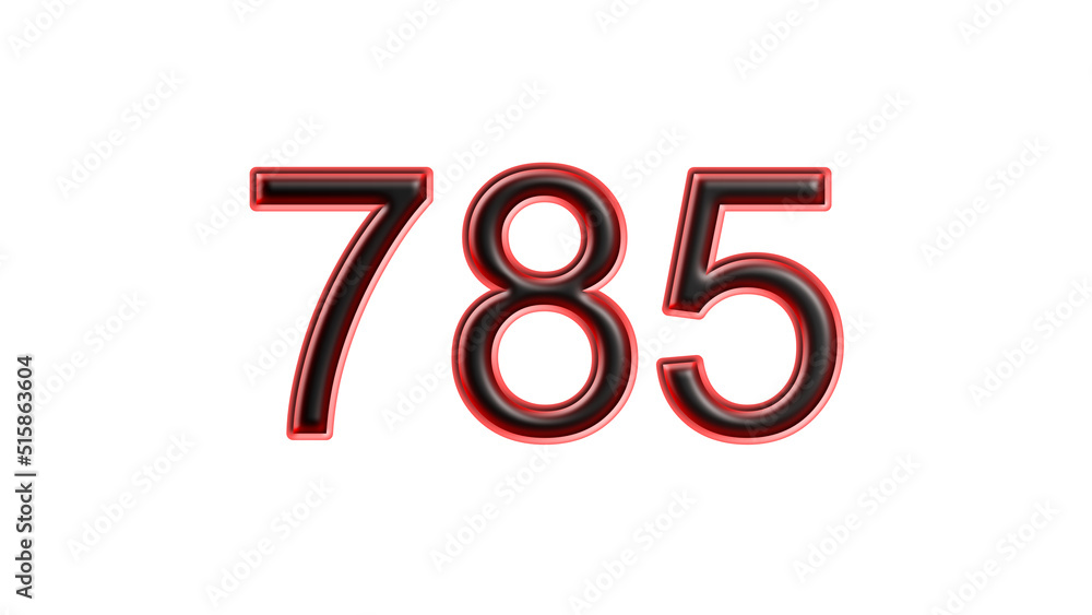 red 785 number 3d effect white background red 785 number 3d effect white background