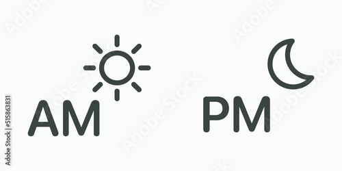 Am Pm vector icon isolated. Moon, sun, time icon vector