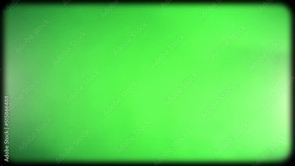 Light Leaks on Green Background. Effect of an old TV with a kinescope on a green screen. Rounded edges of the TV screen. Retro Overlay. Retro 80s, 90s.