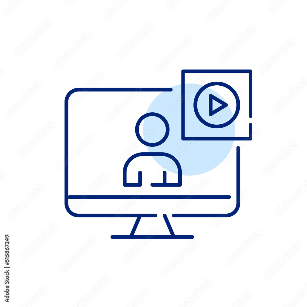 Webinar video conference icon. Pixel perfect, editable stroke line art icon Webinar video conference icon. Pixel perfect, editable stroke line art icon