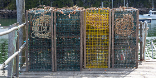 Lobsters Traps on Dock photo