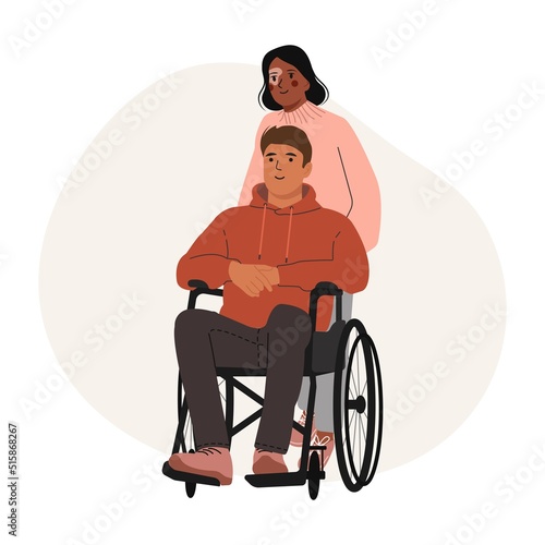 Young People With Permanent And Temporary Disabilities Overcoming The Injury. Concept of body positive, Diversity and Disability. Vector Illustrations.