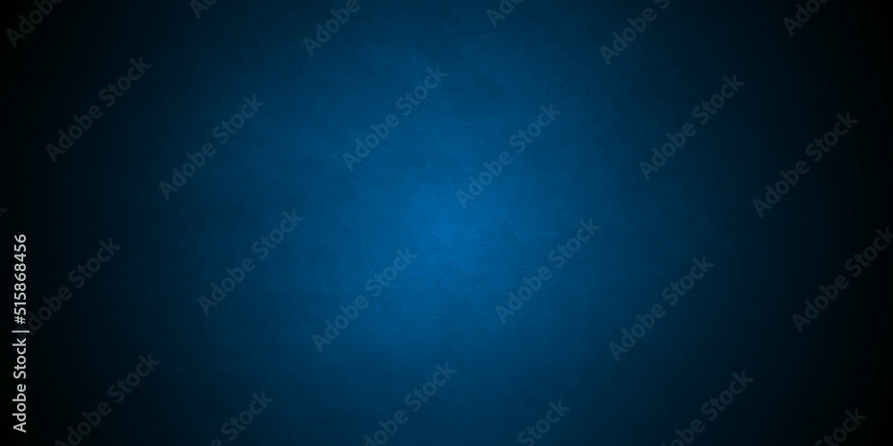 Dark blue and black grunge textured concrete backdrop background. Panorama dark blue and black slate background or texture. Vector blue concrete texture. Stone wall background.