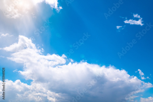 Soft focused view of beautiful thunderclouds. Beautiful dramatic blue sky background with fluffy clouds.