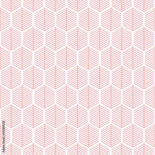 Seamless pattern with pink geometric plant.