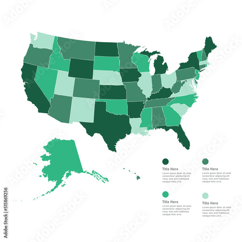 US Map Infographic, Heat Map, Vector Map, US, USA, America, States Map