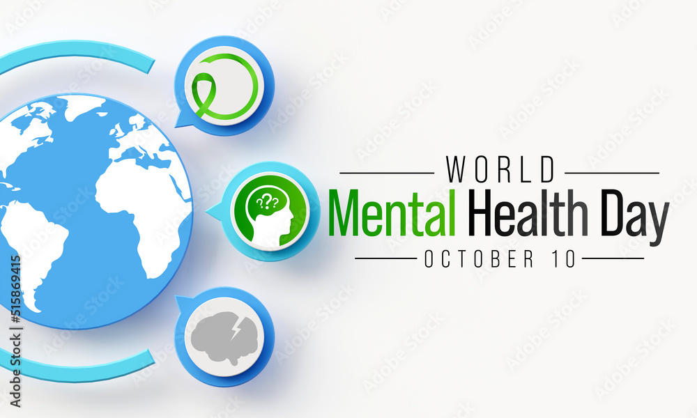 World Mental Health day is observed each year on October 10, mental illness is a health problem that significantly affects how a person feels, thinks, behaves, and interacts with others. 3D Rendering World Mental Health day is observed each year on October 10, mental illness is a health problem that significantly affects how a person feels, thinks, behaves, and interacts with others. 3D Rendering