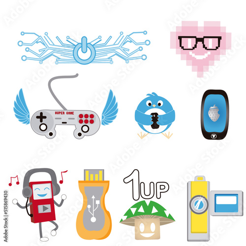 set of icons geek and technology