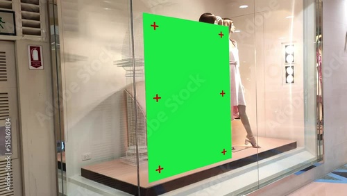 Wallpaper Mural Green screen Advertising billboard for product display, Chroma key, Alpha channel. Torontodigital.ca