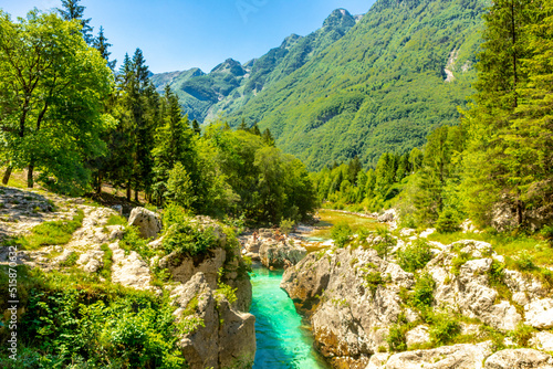 Quadro su tela Willkommen im wunderschönen Soča-Tal in der Nähe der Julischen Alpen - Slowenien