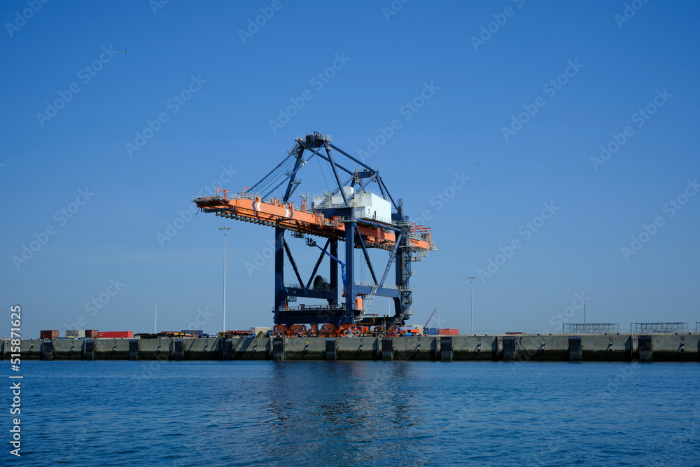 Cargo Cranes in Industrial Port, Cranes and Shipping Containers at Shipyard