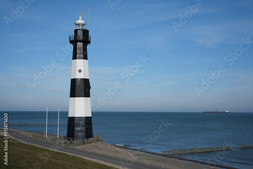 Breskens. Lighthouse "Nieuwe Sluis" near the town of Breskens in the province of Zeeland, Netherlands.