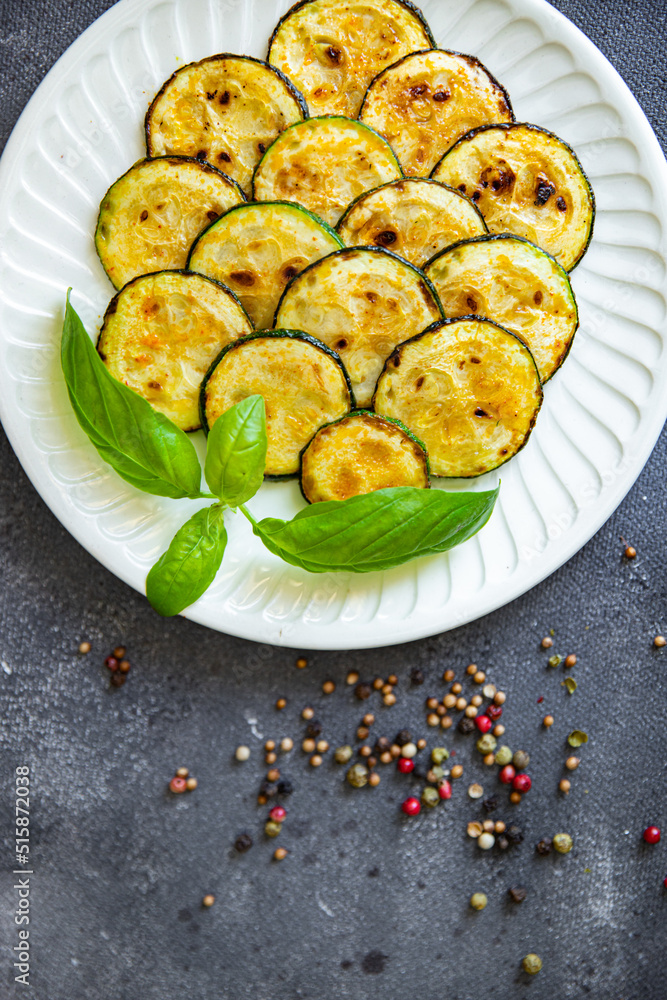 zucchini fried vegetables fresh healthy meal food snack diet on the table copy space food background rustic top view keto or paleo diet veggie vegan or vegetarian food zucchini fried vegetables fresh healthy meal food snack diet on the table copy space food background rustic top view keto or paleo diet veggie vegan or vegetarian food