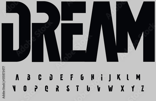 Bold high font, tall cropped alphabet for futuristic technology typographic design. Creative typography for magazine title, underline text, newspaper headline, logo, and monogram. Vector letters