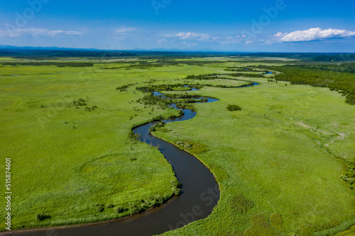 北海道釧路湿原の夏、釧路川