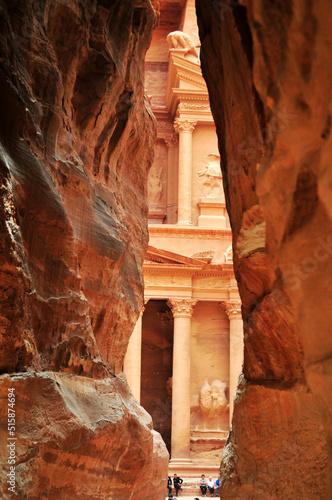 Photo of ancient Kazni temple in Petra, Jordan.