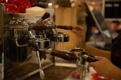 female Barista Cafe Making Coffee Preparation Service Concept