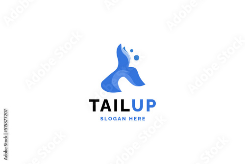 Whale tail logo design vector illustration.