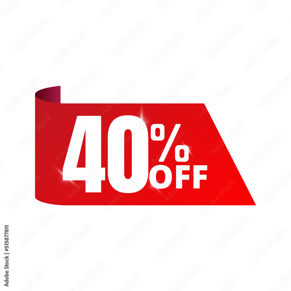 40% off, red discount banner. Illustration Vector, Forty 40% off, red discount banner. Illustration Vector, Forty
