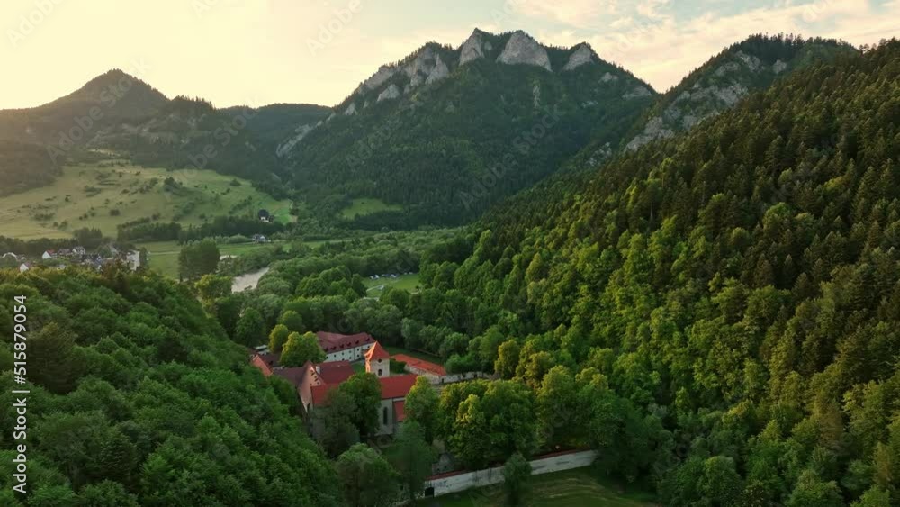 Aerial view of Trzy Korony mountain in Pieniny, Poland