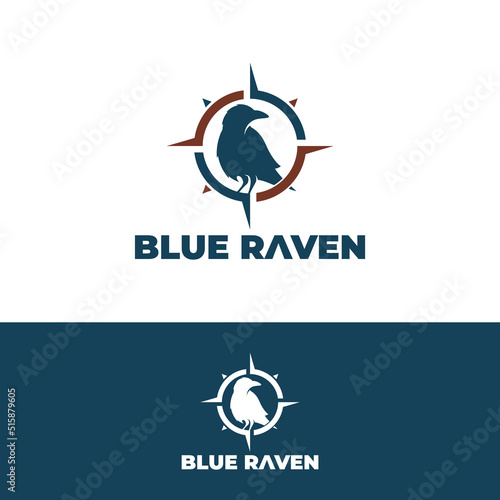 raven logo icon designs vector, compass logo