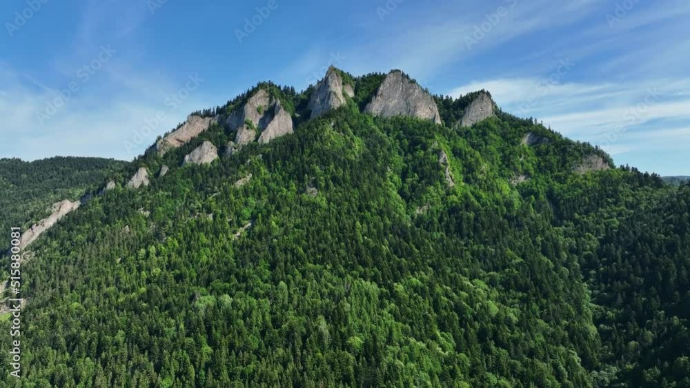 Aerial view of Trzy Korony mountain in Pieniny, Poland Aerial view of Trzy Korony mountain in Pieniny, Poland
