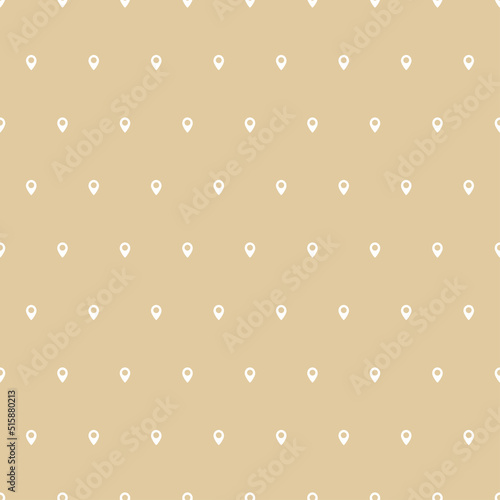Beige seamless pattern with white tiny map pin.