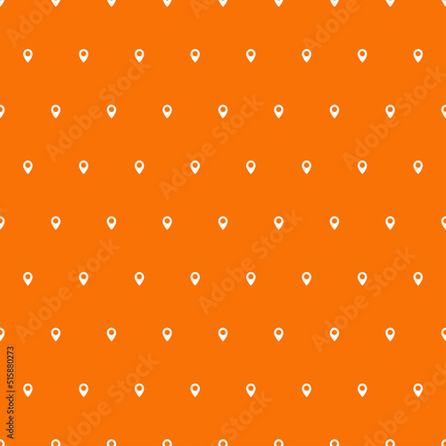 Orange seamless pattern with white tiny map pin 