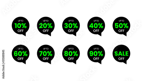 set of sale off percentage sticker, tag, label, badge in vector