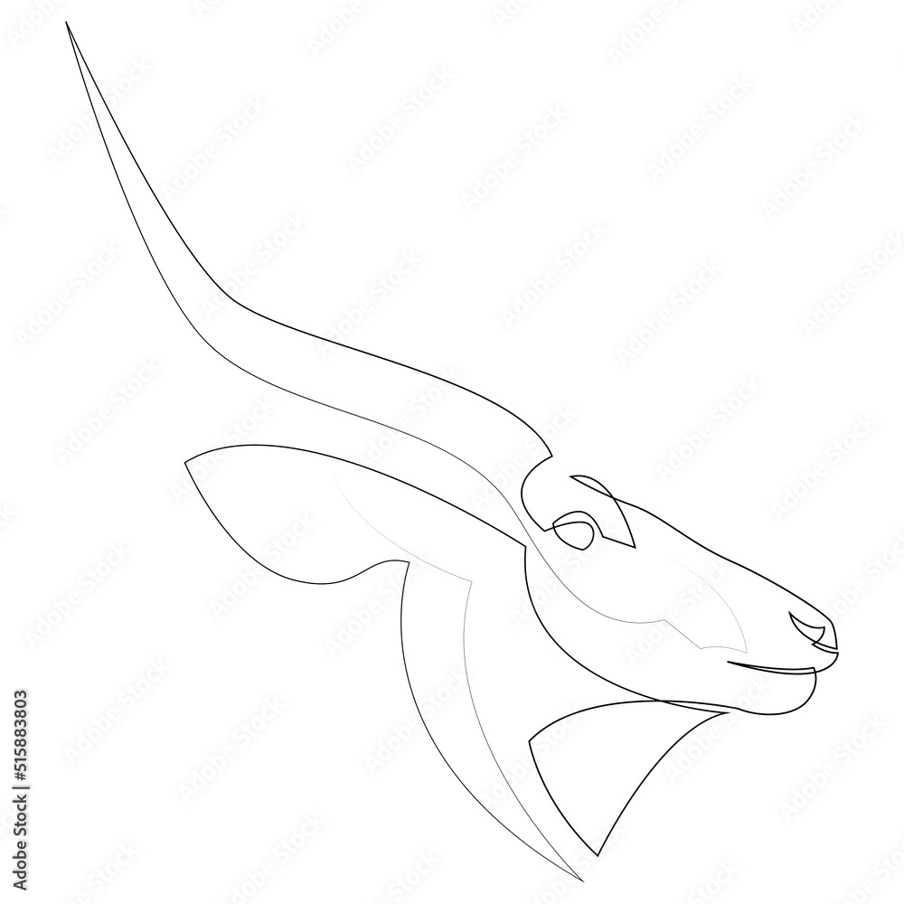 Fototapeta premium Abstract minimalist kudu logo vector. Continuous line illustration on white background