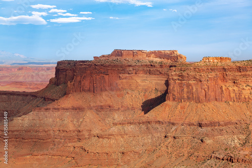 High, colorful red rock cliffs and mesas above a canyon in Canyonlands National Park, Utah