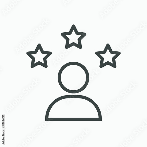 Person user experience rate stars outline icon vector for mobile concept and web design