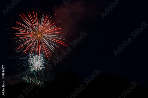 Colorful fireworks celebration in the night sky with free space for text  © Aaron J Hill