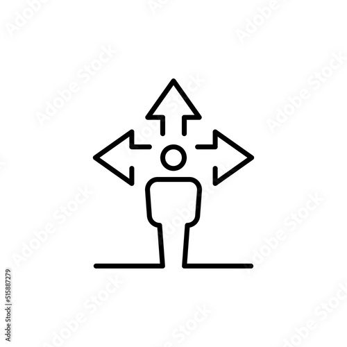 decision making icon vector. Linear style sign for mobile concept and web design. decision making symbol illustration. Pixel vector graphics - Vector