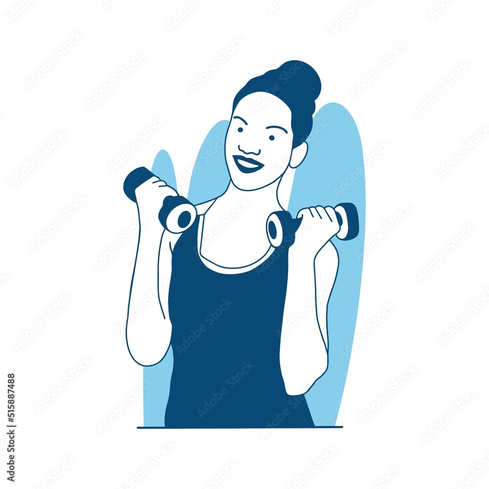 flat style vector illustration beautiful girl holding barbell. Fitness, gym, bodybuilding flat style vector illustration beautiful girl holding barbell. Fitness, gym, bodybuilding