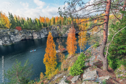 Lake in the deep marble canyon. Ruskeala Mountain Park. Republic of Karelia. photo